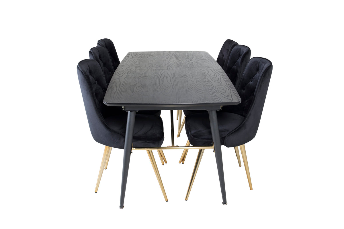 Gold Dining Table with Velvet Deluxe Chairs