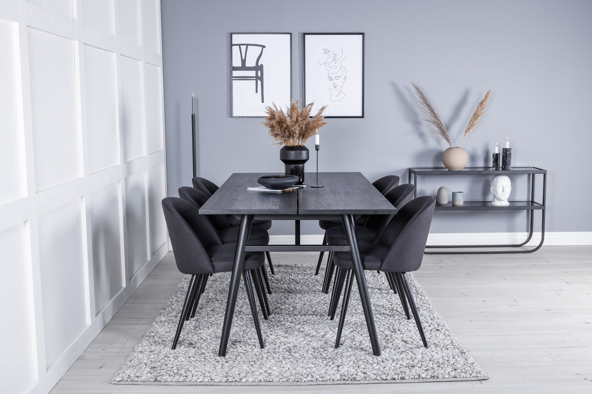 Sleek Dining Table with Velvet Chairs