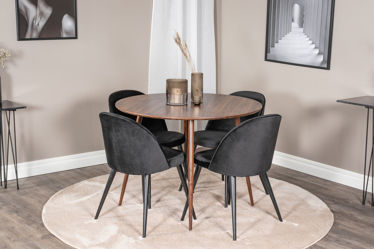 Plaza Dining Table with Velvet Chairs