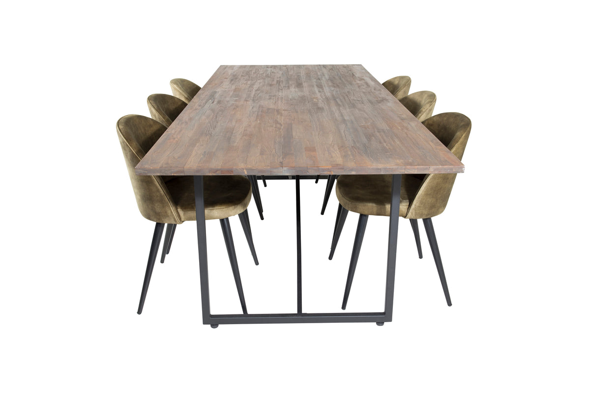 Padang Dining Table with Velvet Chairs