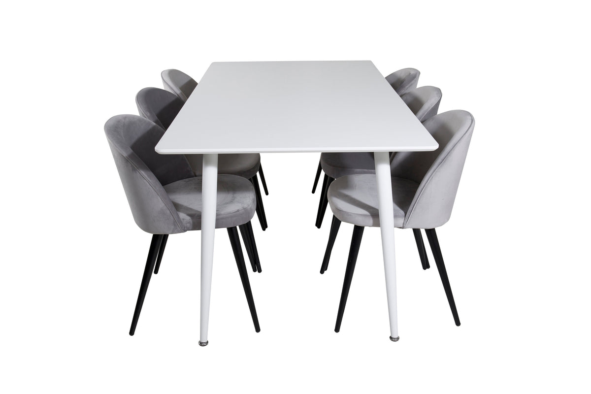 Polar Dining Table with Velvet Chairs