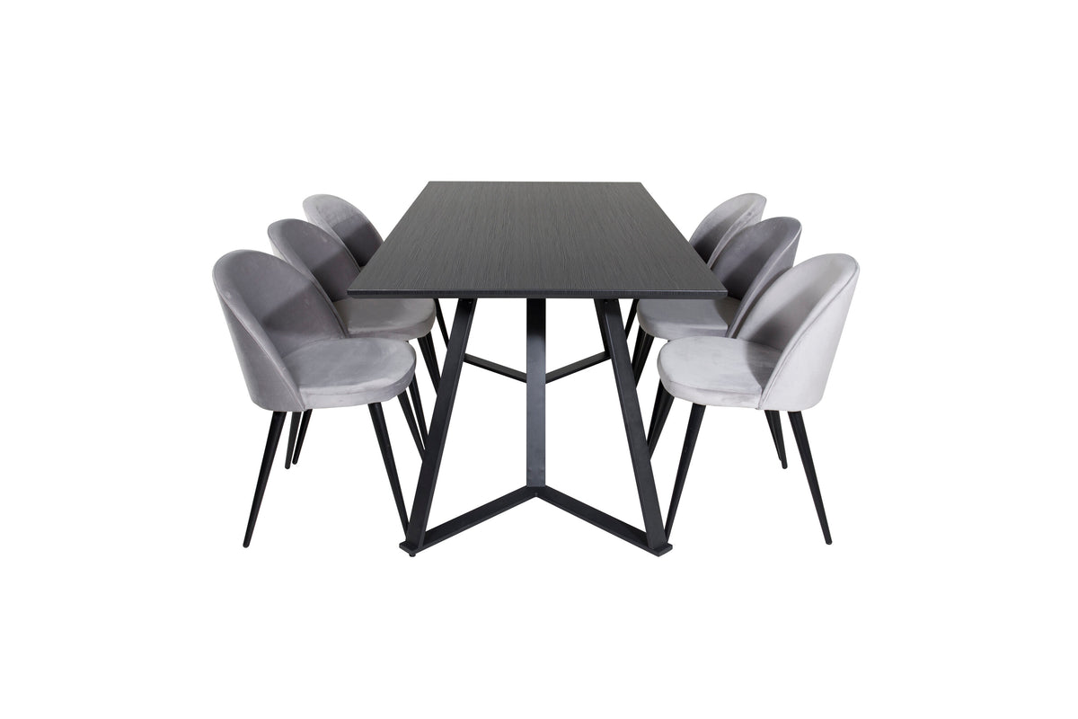 Marina Dining Table with Velvet Chairs
