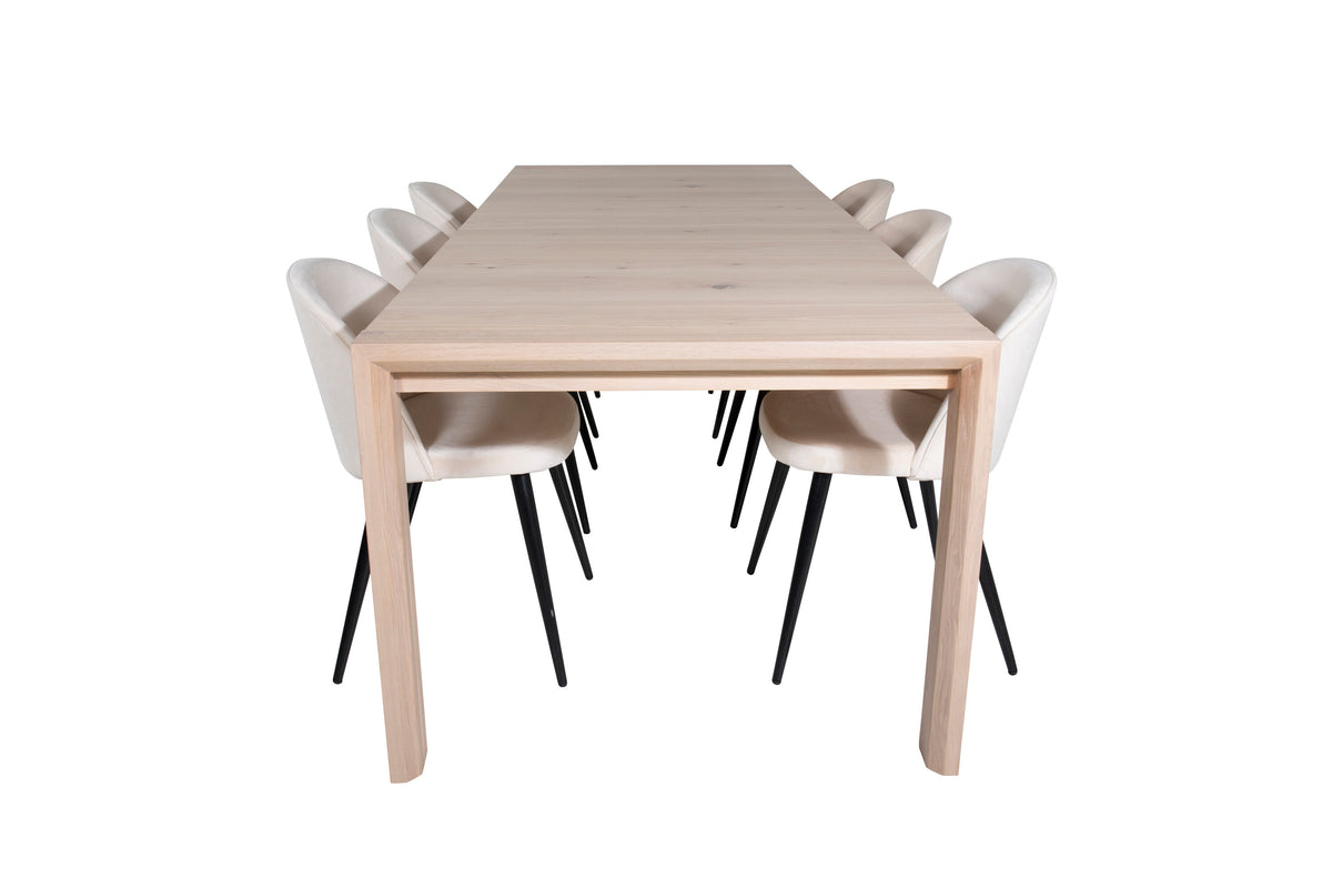 Slider Dining Table with Velvet Chairs