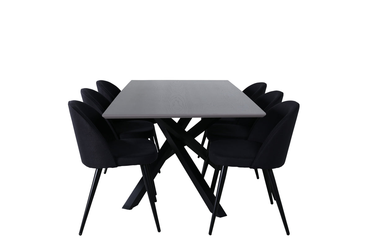 Piazza Dining Table with Velvet Chairs