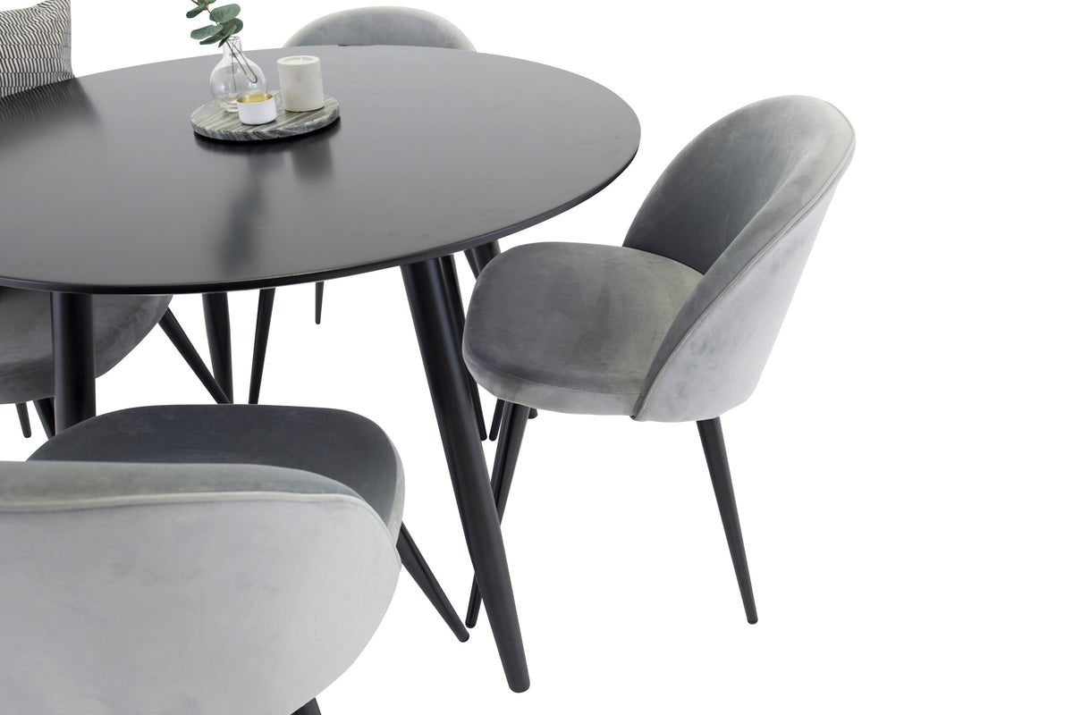 Plaza Dining Table with Velvet Chairs