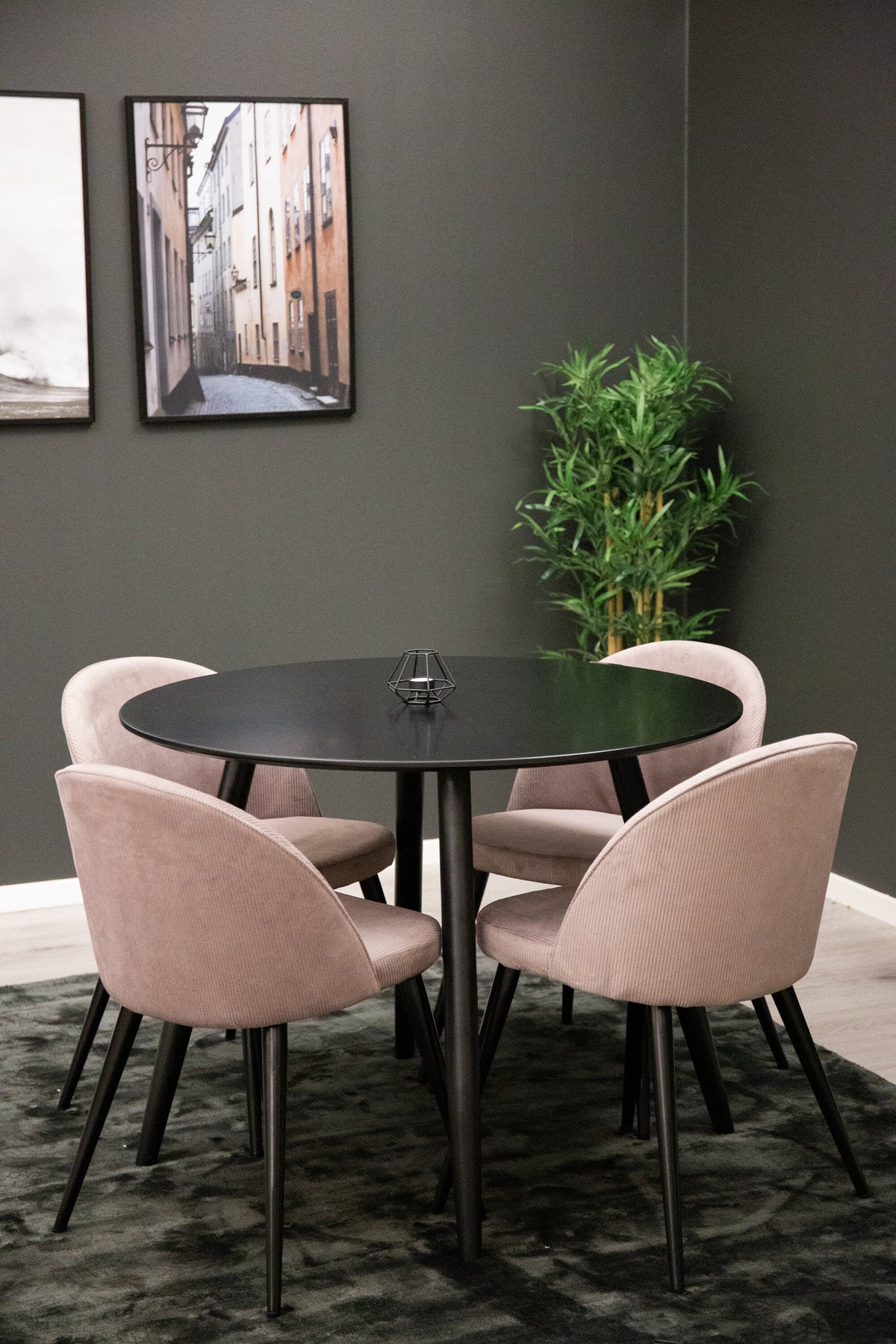Plaza Dining Table with Velvet Chairs