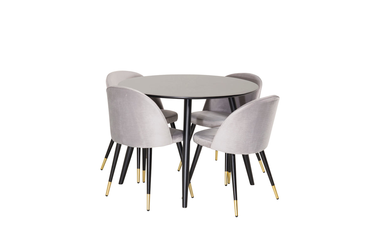Plaza Dining Table with Velvet Chairs