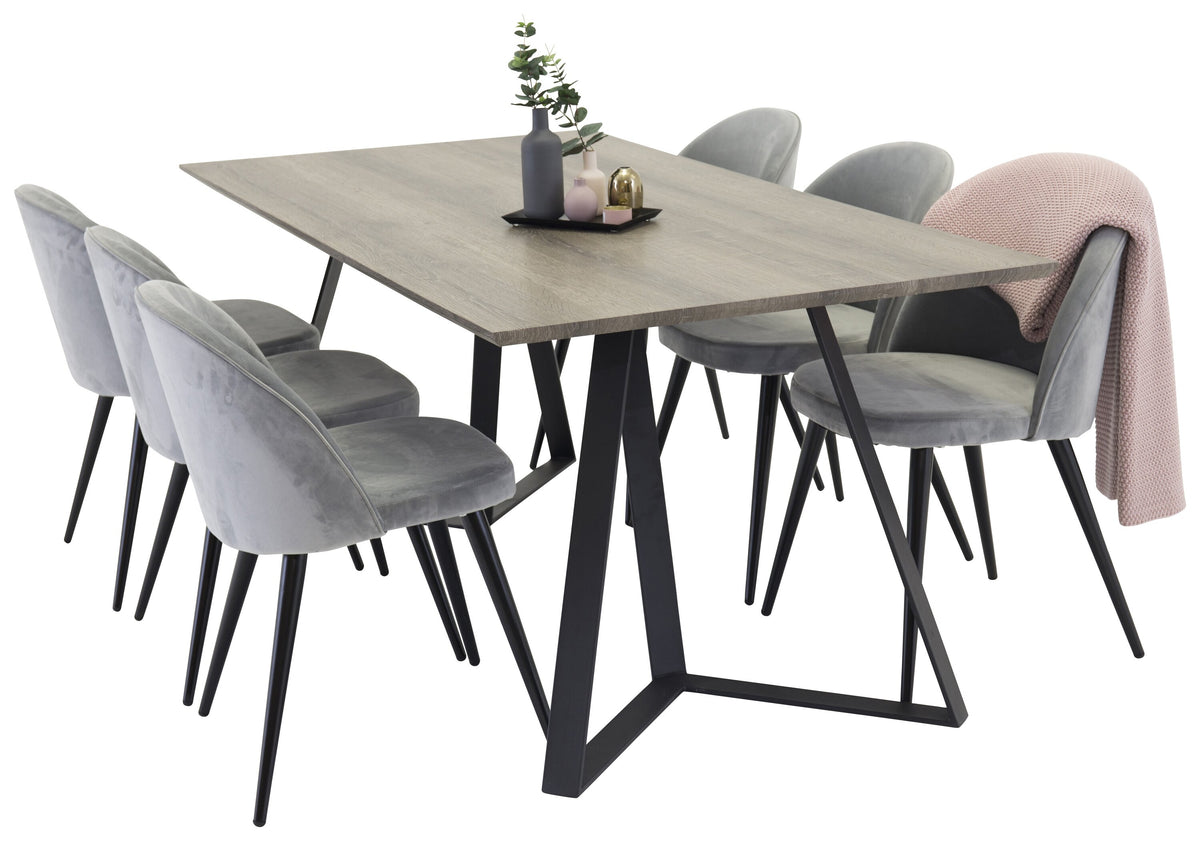 Marina Dining Table with Velvet Chairs