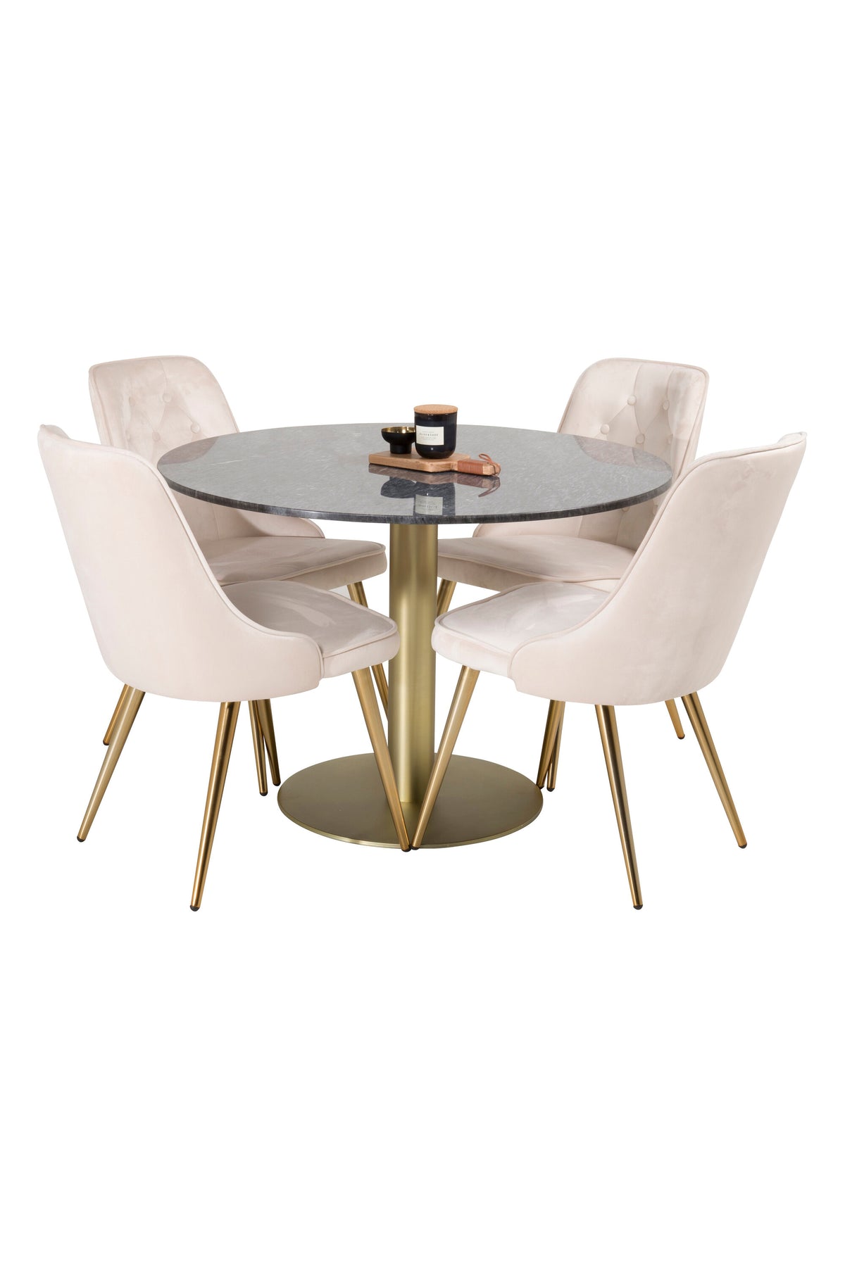 Estelle Dining Table with Velvet Deluxe Chairs