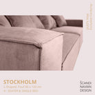 STOCKHOLM L - Shaped sofa/single bed Exclusive Corduroy Dusty Pink removable & washable cover - Scandinavian Stories by Marton