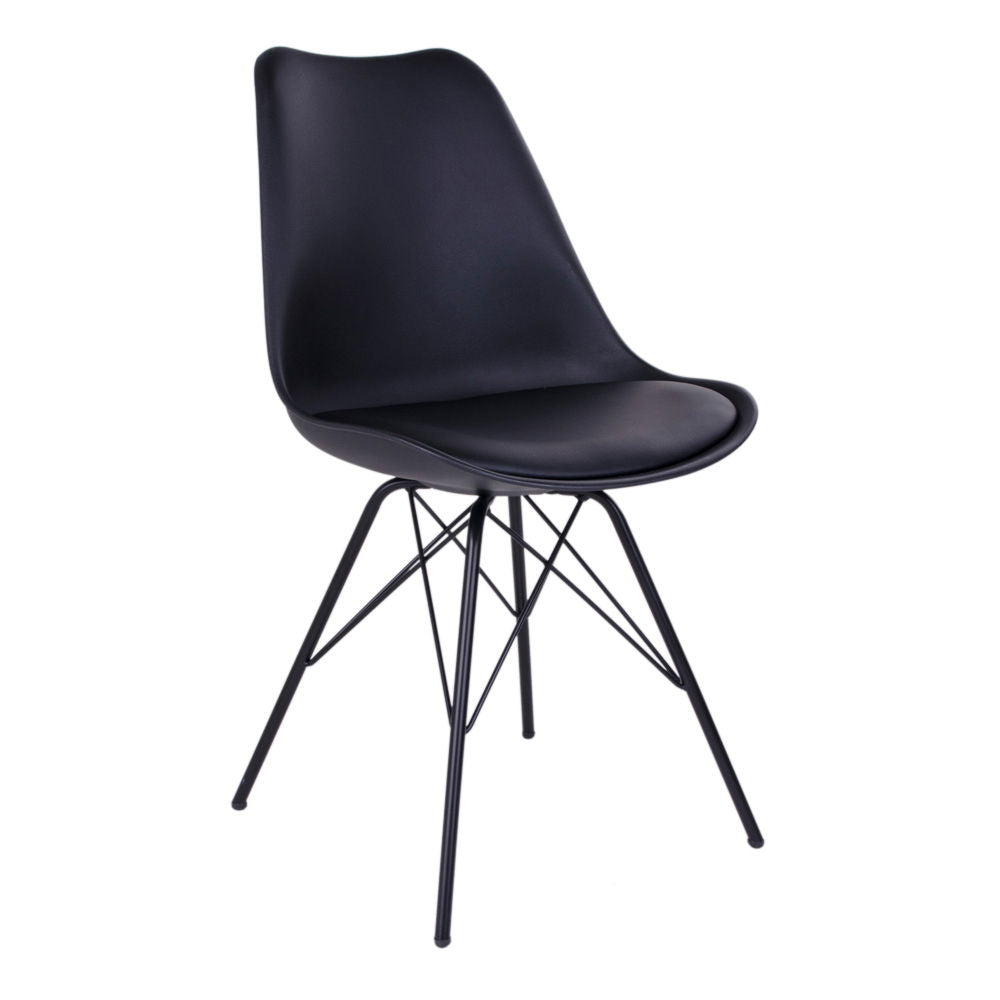 Oslo Dining Chair - Dining Chair, PU leather, black, black legs 