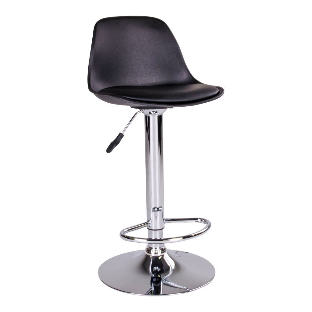 Trondheim Bar Chair - Bar Chair, PU leather, black, chrome legs