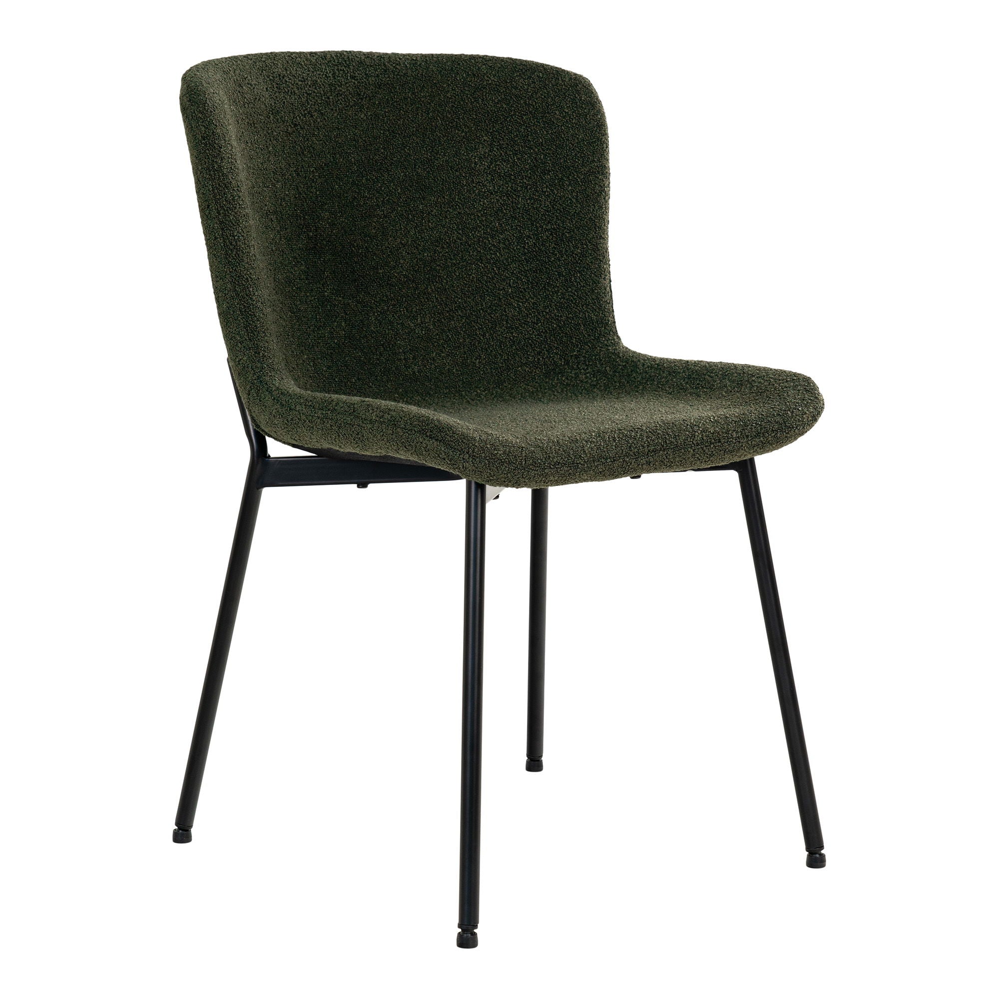 Maceda Dining Chair - Dining Chair, bouclé, dark green, black legs, HN1241