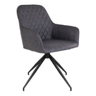 Harbo Dining Chair with swivel - Dining Chair with swivel, PU leather, dark grey, black legs, HN1221