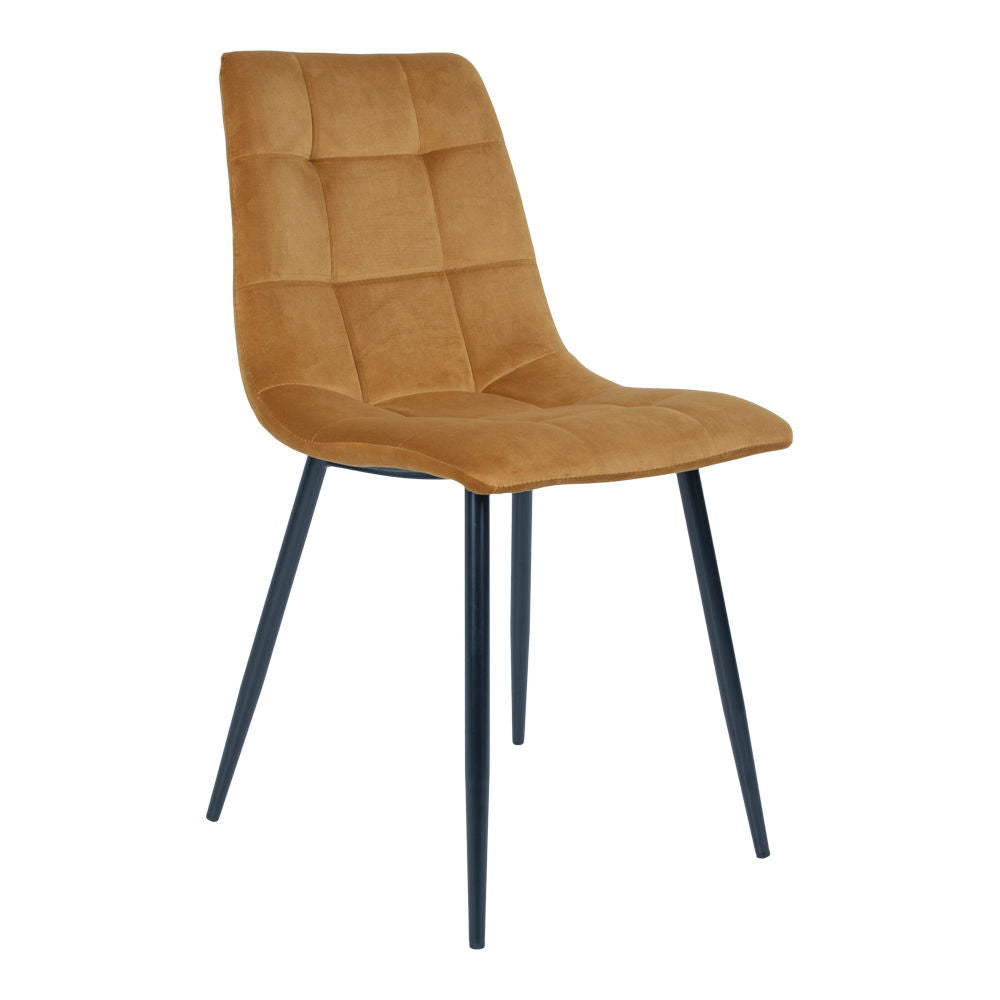 Middelfart Dining Chair - Dining Chair, velvet, mustard yellow, black legs, HN1004