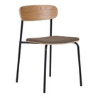 Estepona Dining Chair - Dining chair, backrest in ash wood, brown seat with black legs, HN1269