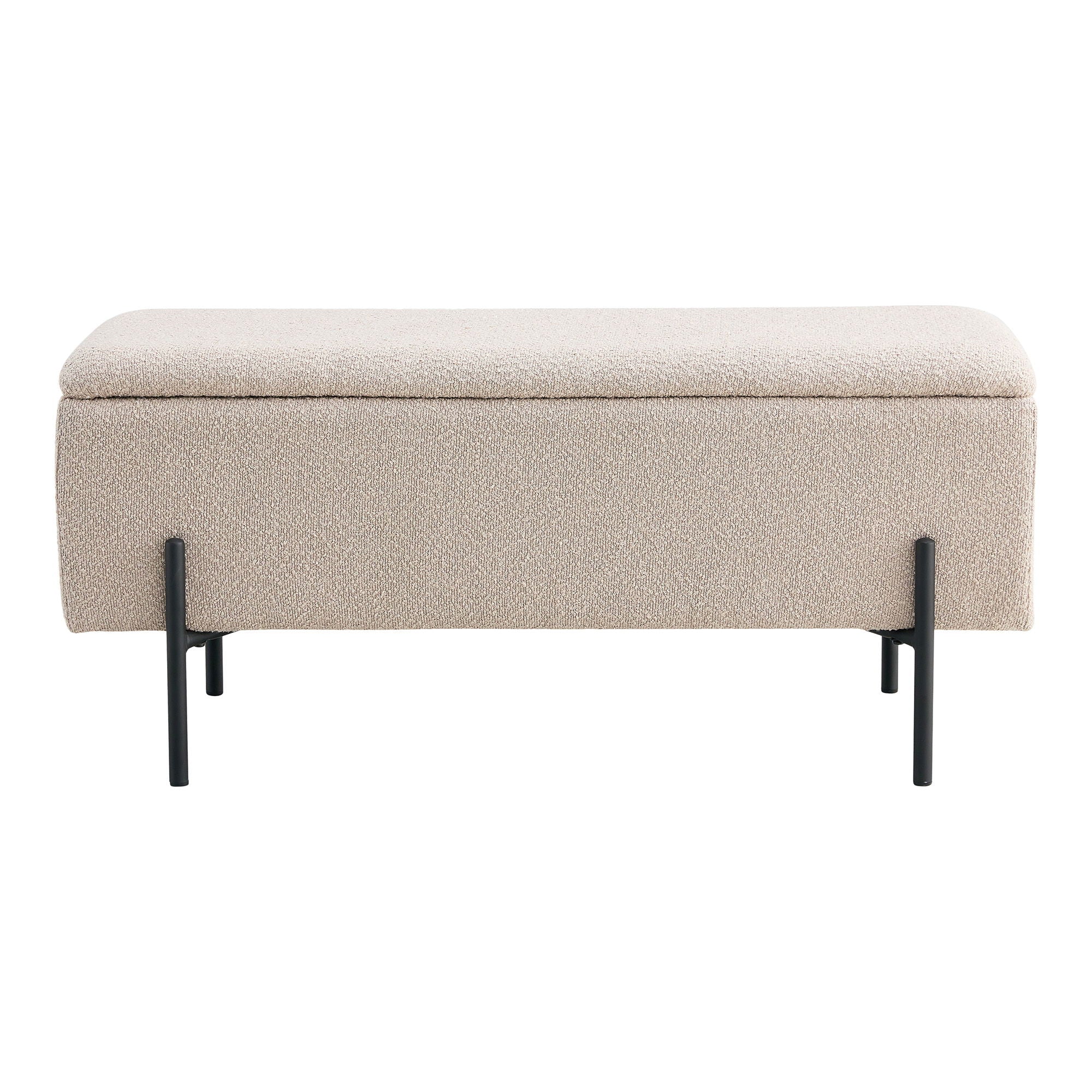 Watford Bench - Bench with storage, bouclé, beige 95x36,5x43 cm, HN1233