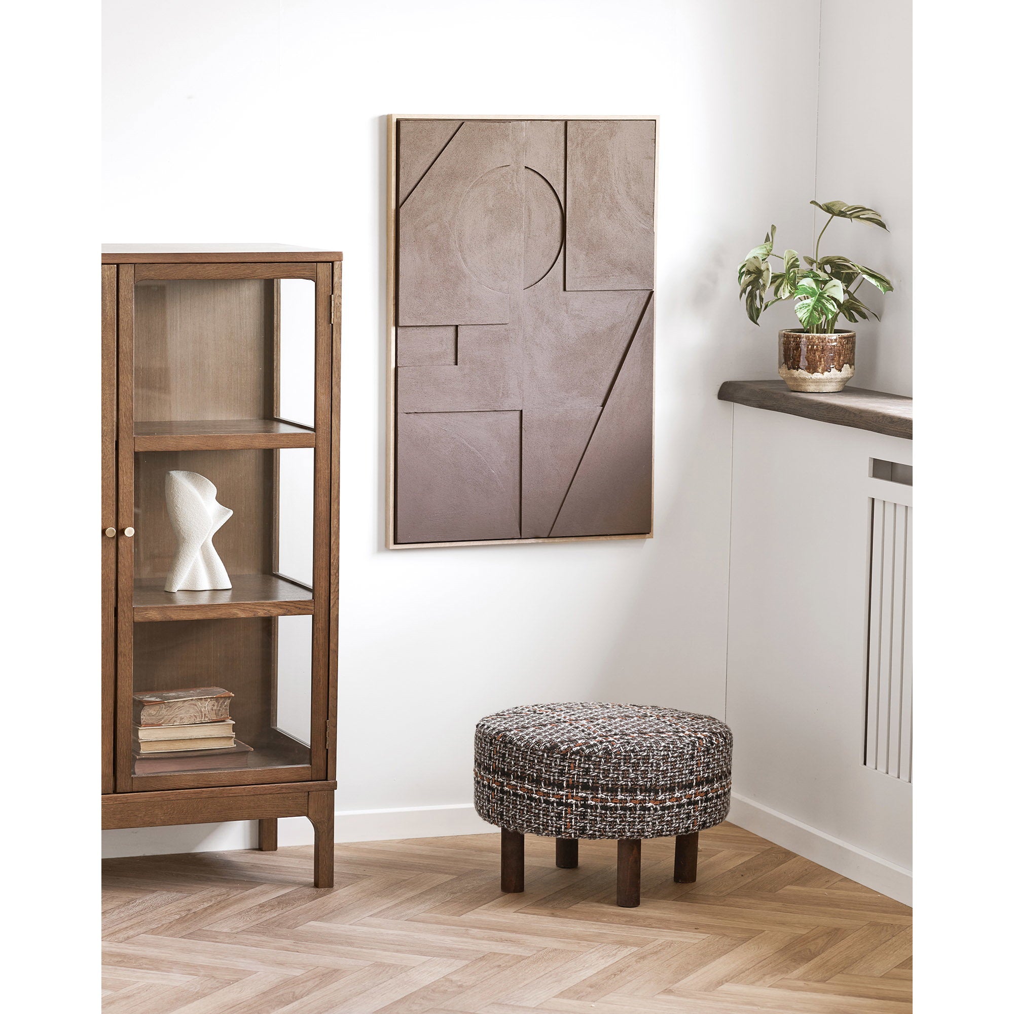 Falkirk Pouf - Black / White / Brown