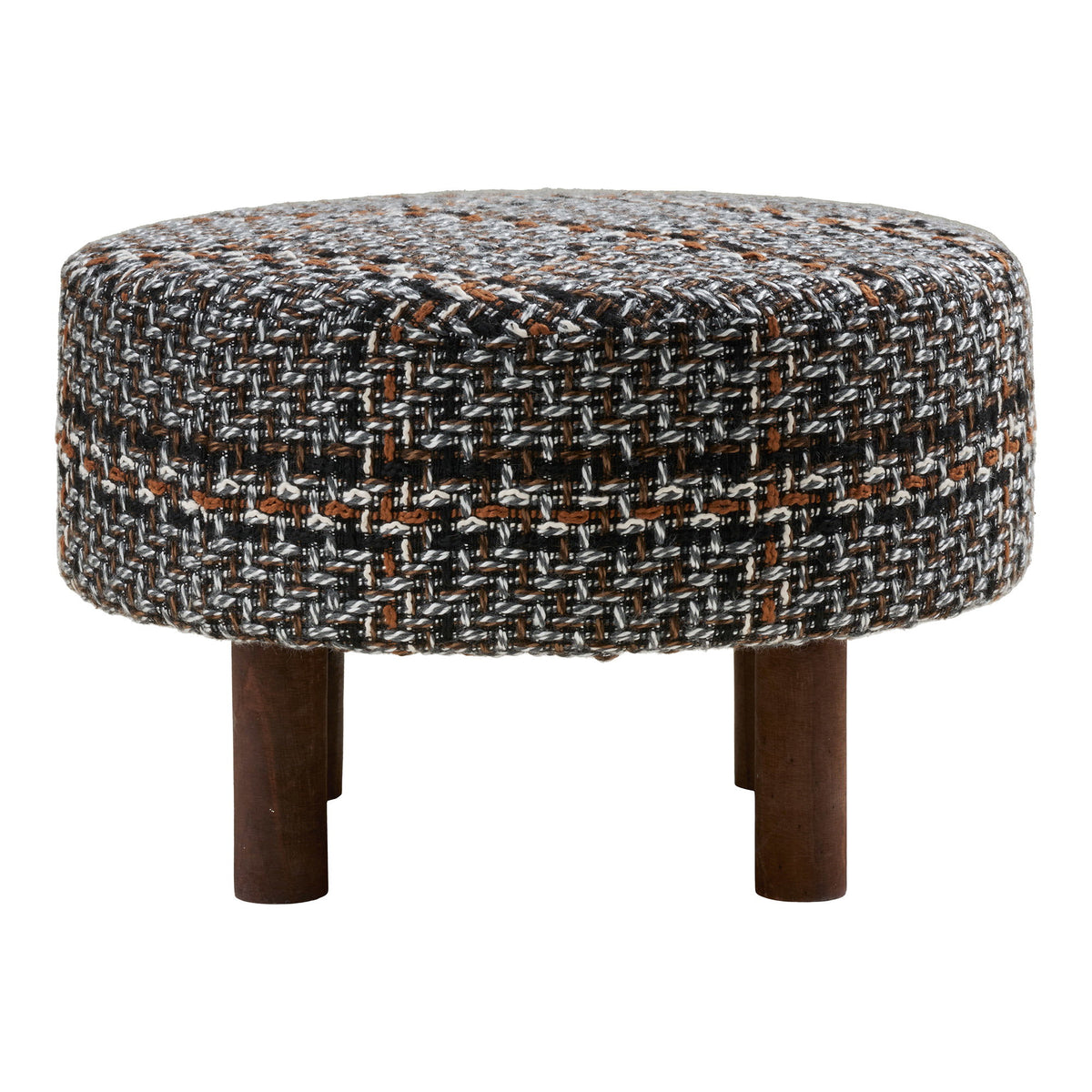 Falkirk Pouf - Black / White / Brown