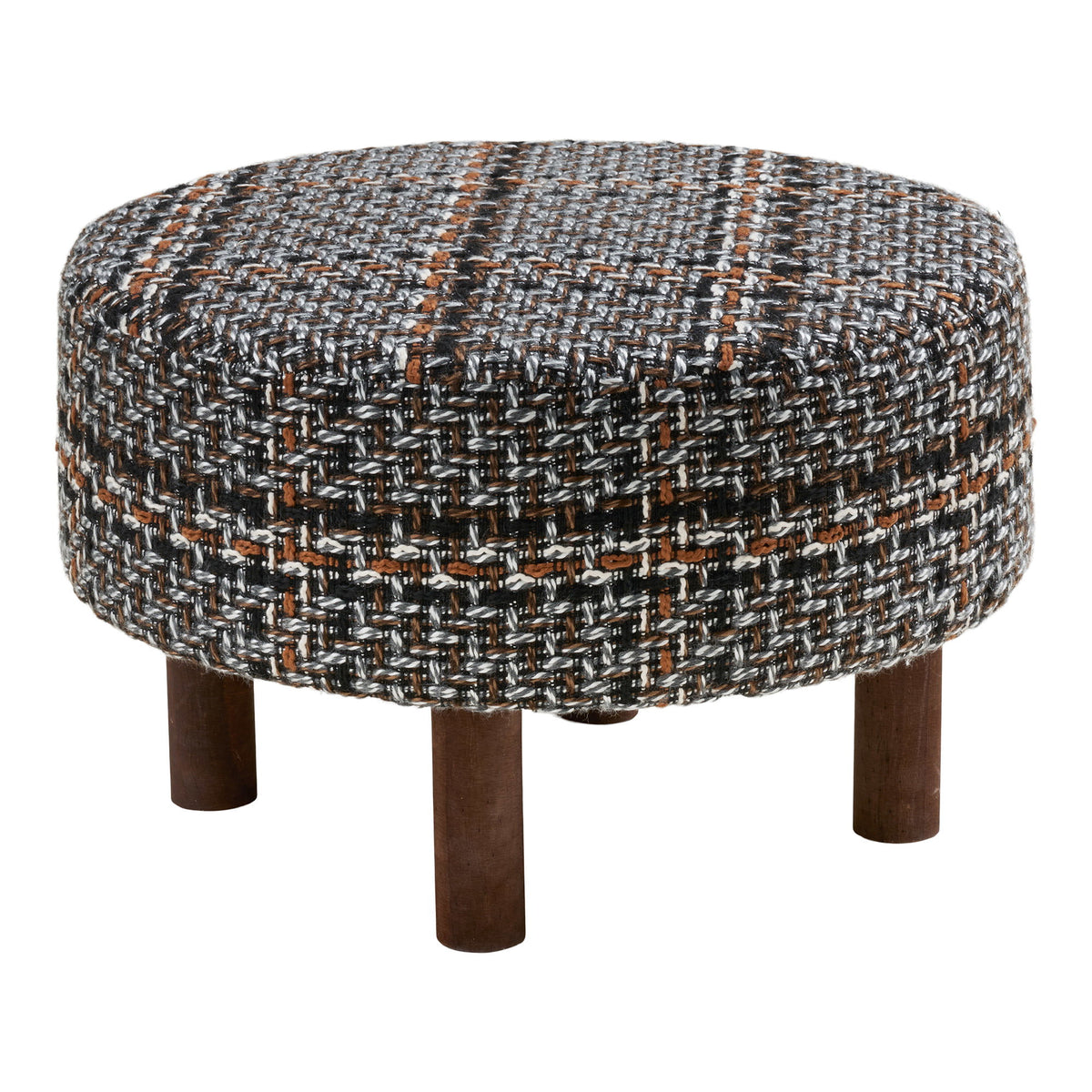 Falkirk Pouf - Black / White / Brown