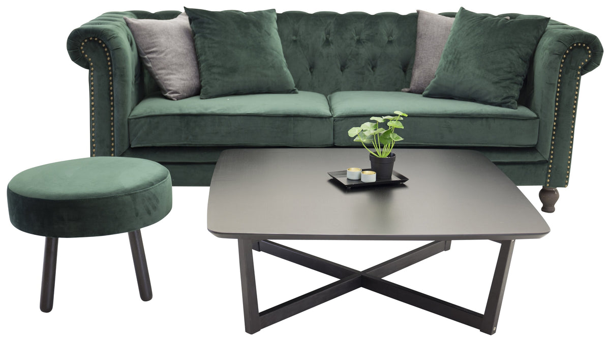 Velvet 3-Seat Sofa – Green