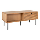 Kyoto Coffee Table - Coffee Table, 2 drawers, oak veneer, natural, black metal legs 50x100x45 cm 
