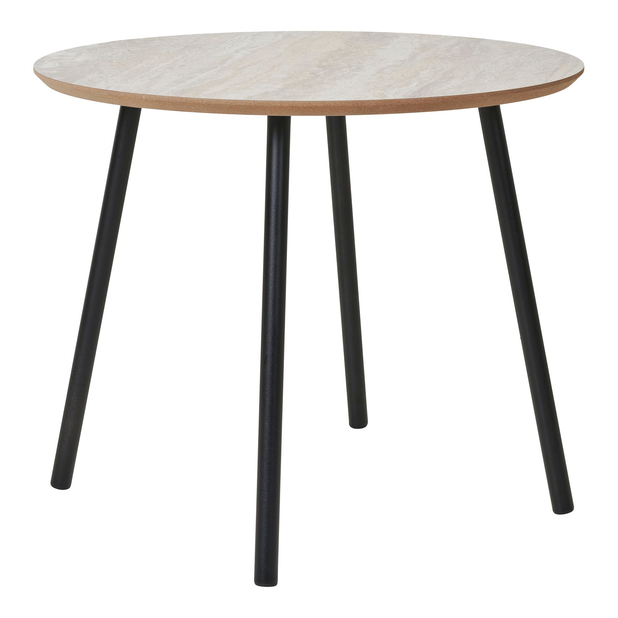 Aalst Coffee Table - Coffee table, travertine look, black legs ø55x45 cm