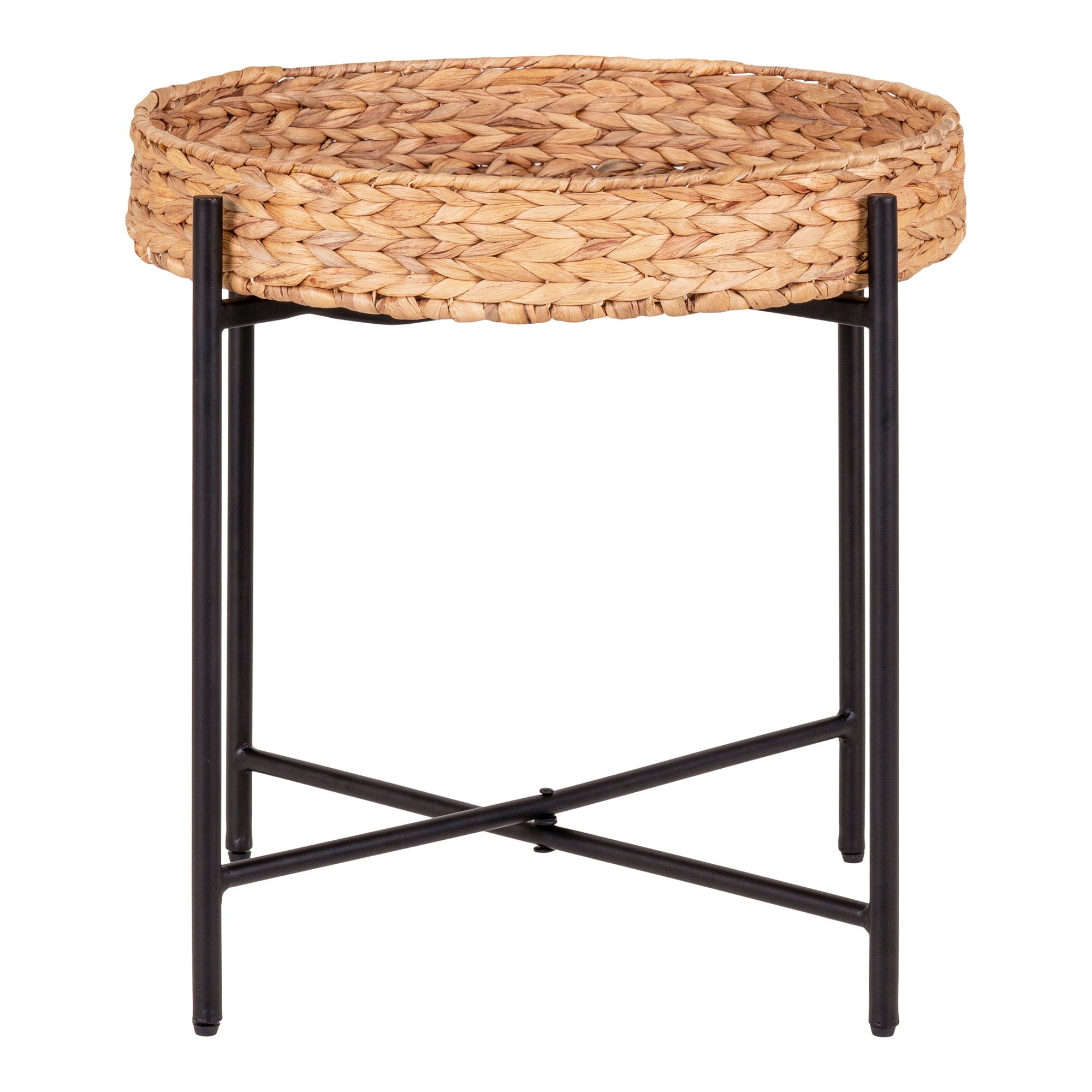 Naro Side table - Side table, metal and waterhyacinth Ø50x48,5 cm