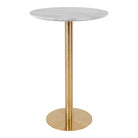 Bolzano Bar Table - Bar Table, marble look top, brass look base ø70x105 cm