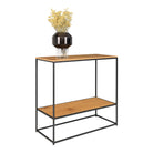 Vita Console table - Console table, 2 shelves, oak look, black frame 80x36x80 cm