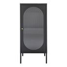 Adelaide Display Cabinet - Display Cabinet, 1 rippled glass door, steel, black 50x35x110 cm 