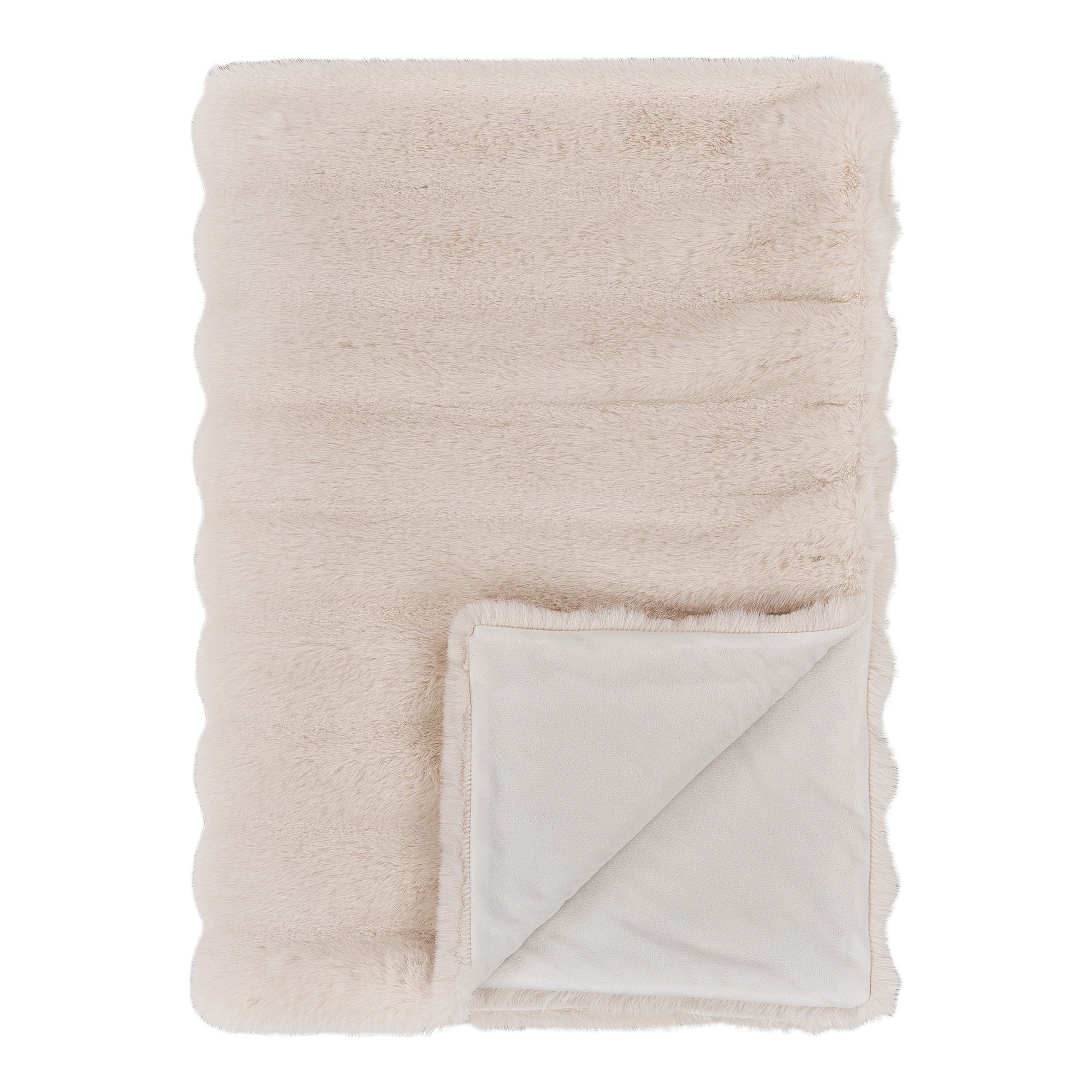 Galena Plaid - Plaid, artificial fur, white 130x180 cm