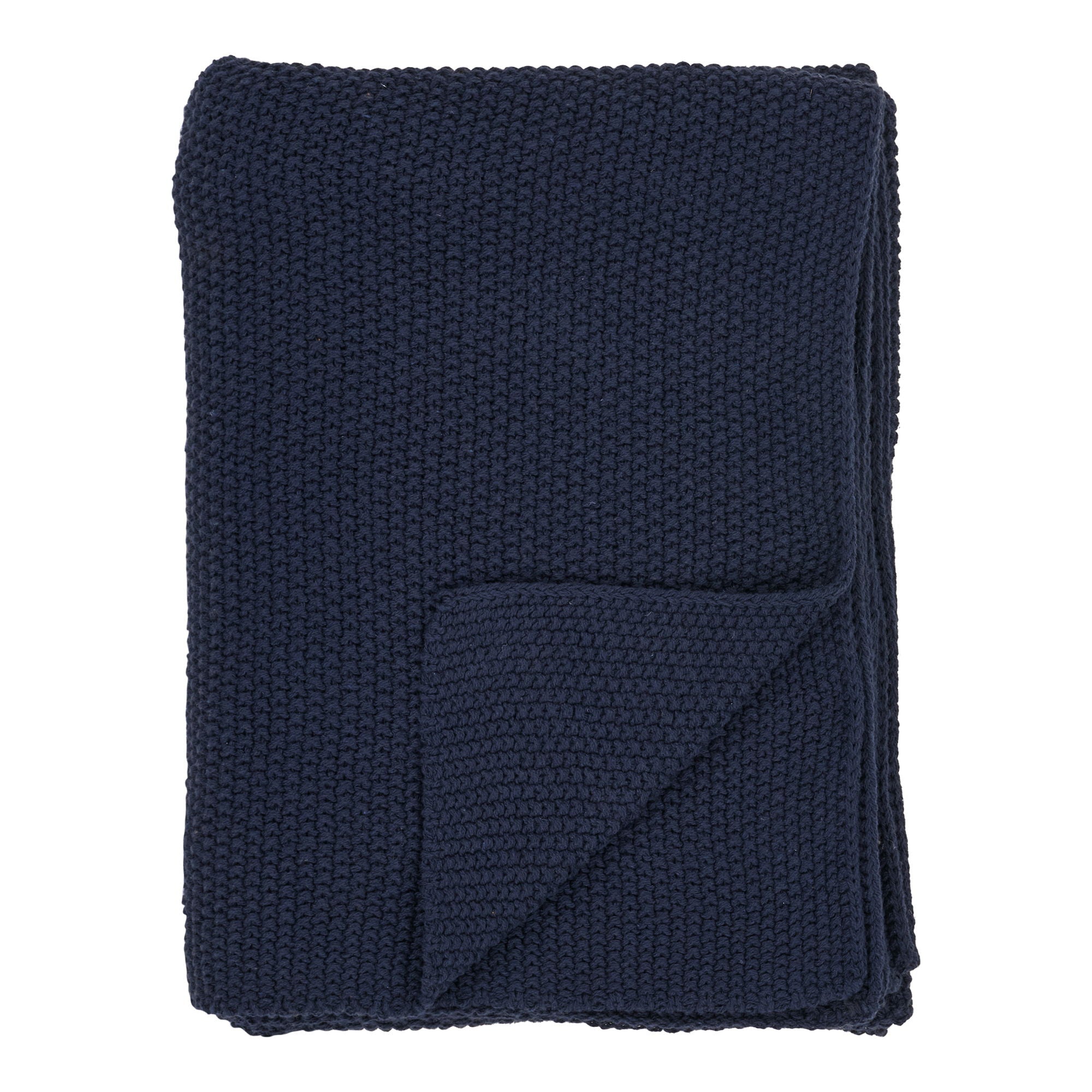 Santos Plaid - Plaid, recycled cotton, dark blue 130x170 cm