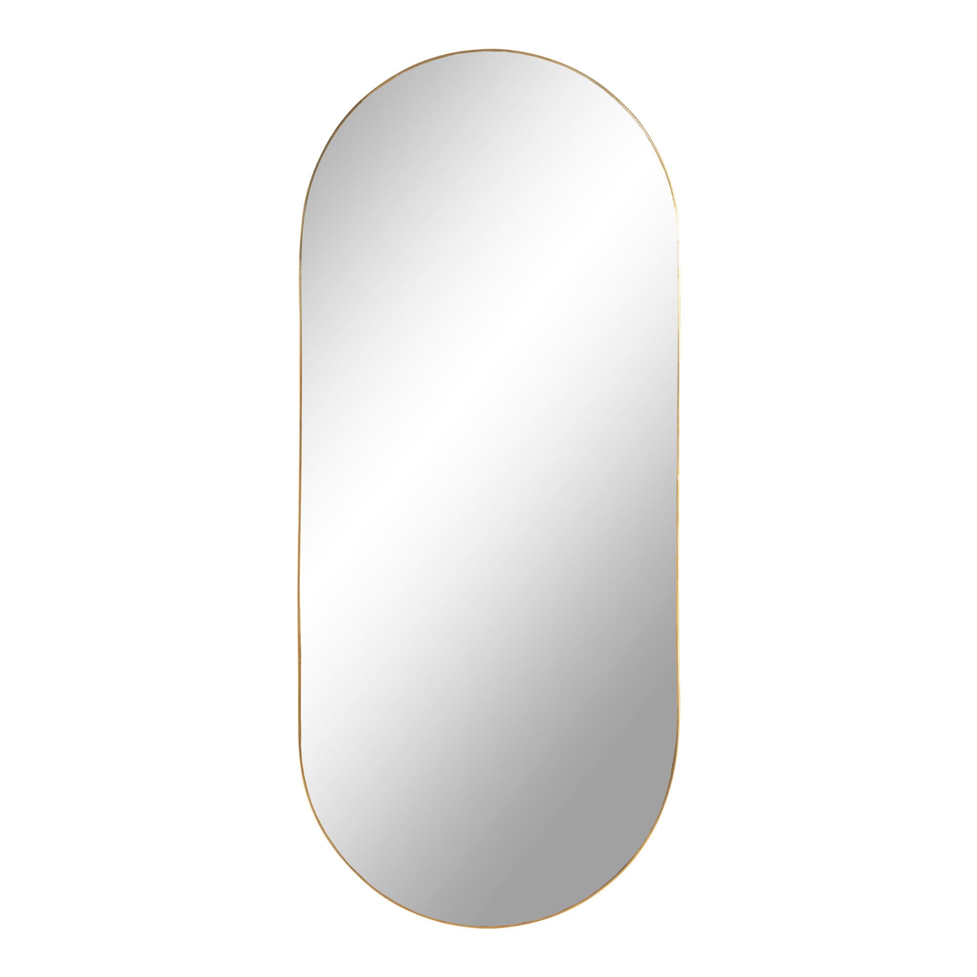 Jersey Mirror - Mirror, steel, brass look, 35x80 cm