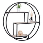 Rotterdam Wall Shelf - Wall shelf, wood shelves, black frame Ø62x14 cm