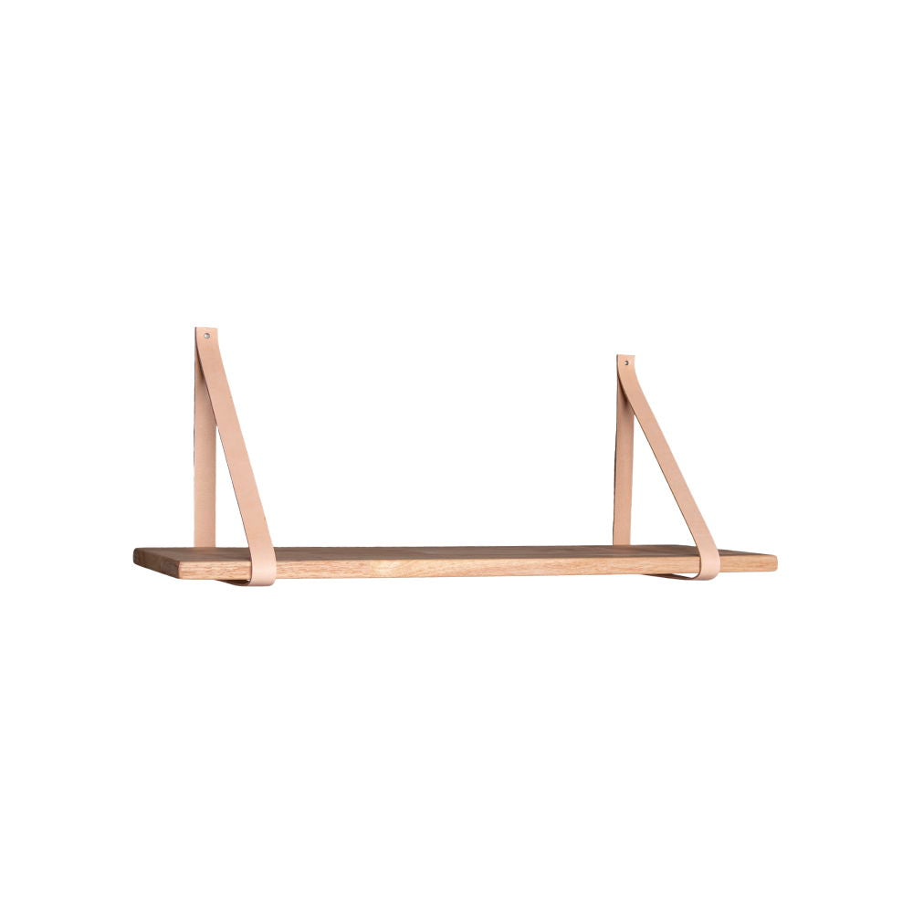 Forno Shelf - Shelf, nature, brown leather straps 80x20 cm