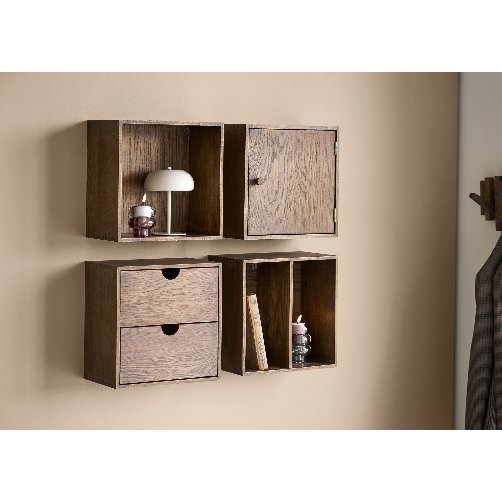 Townsville Wall Shelf with door - Dark Brown