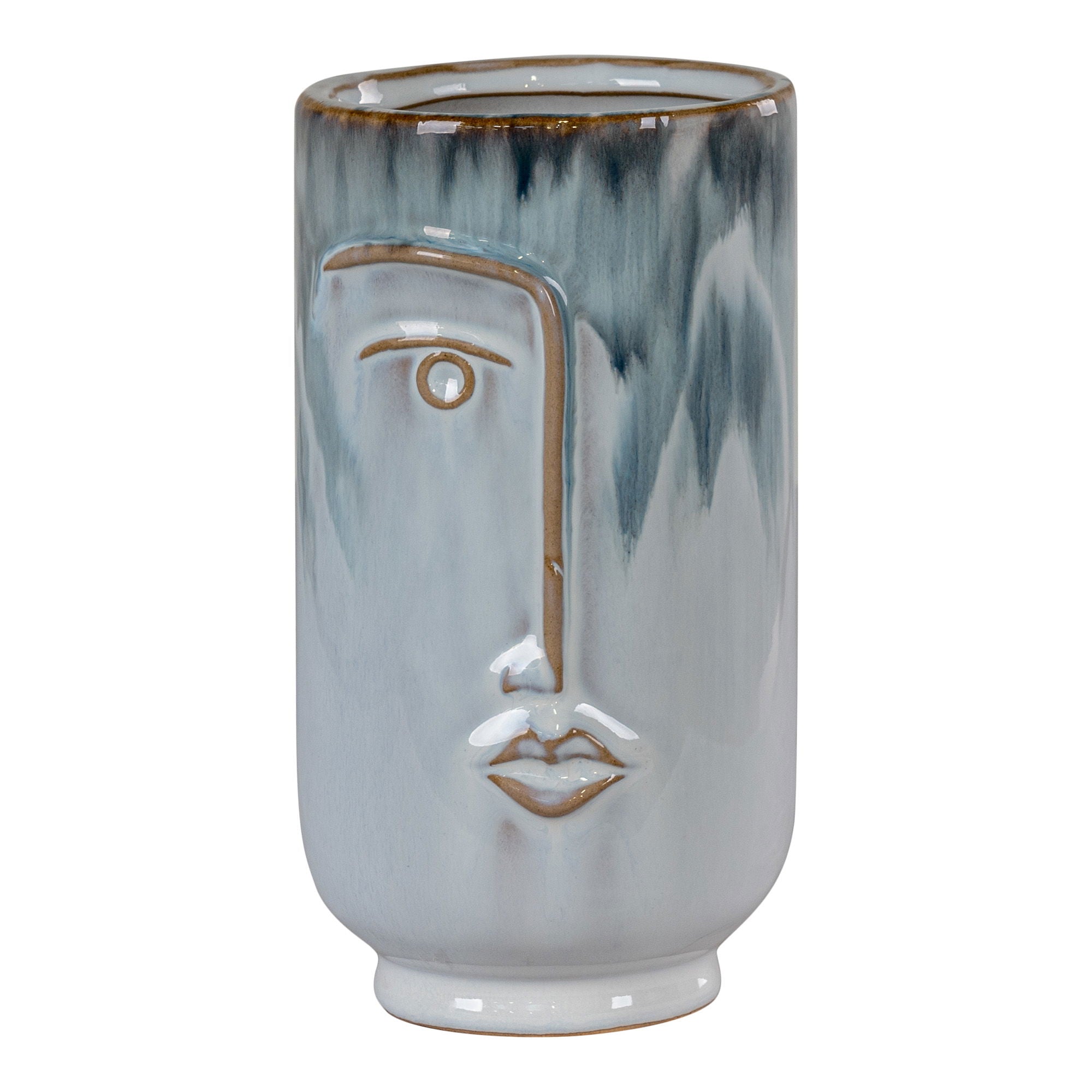Vase - Vase, ceramic, blue, ø9x17 cm