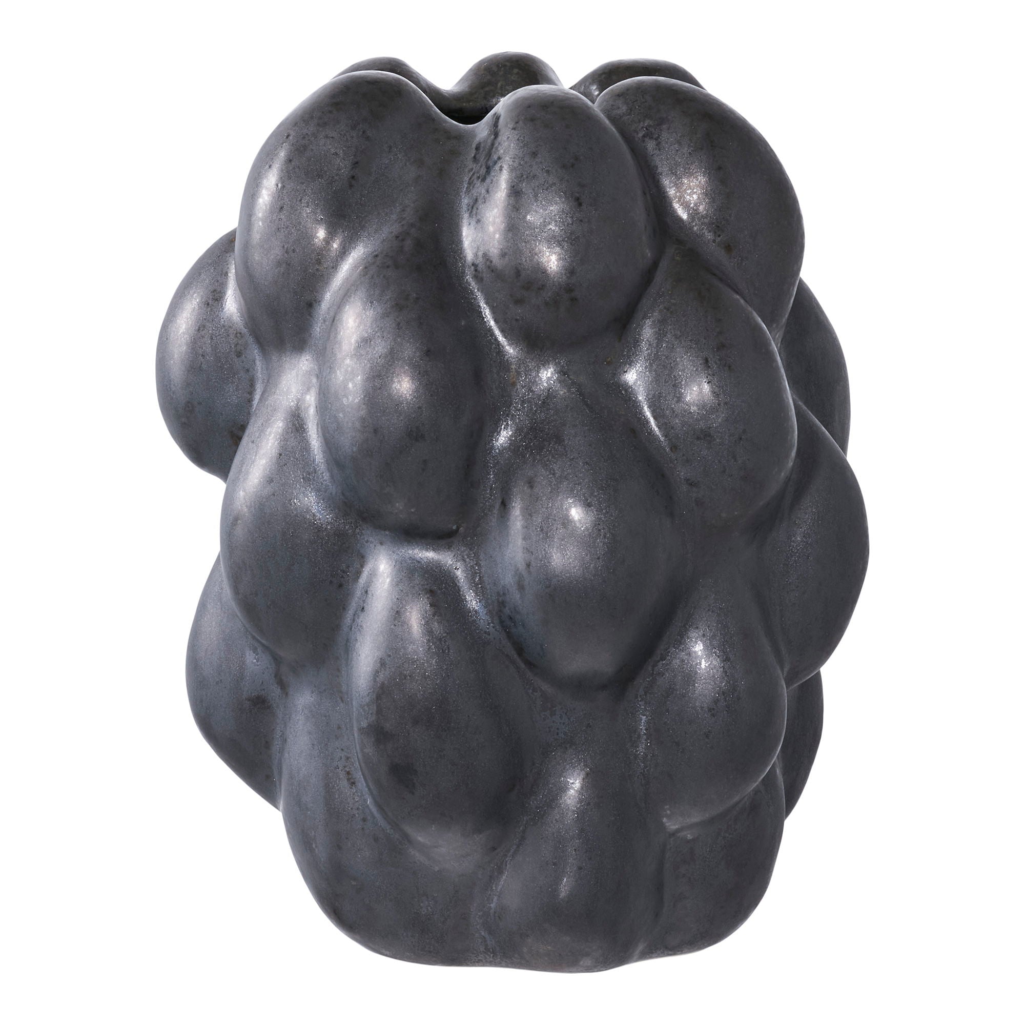 Vase - Vase, ceramic, black, 14x15x19 cm
