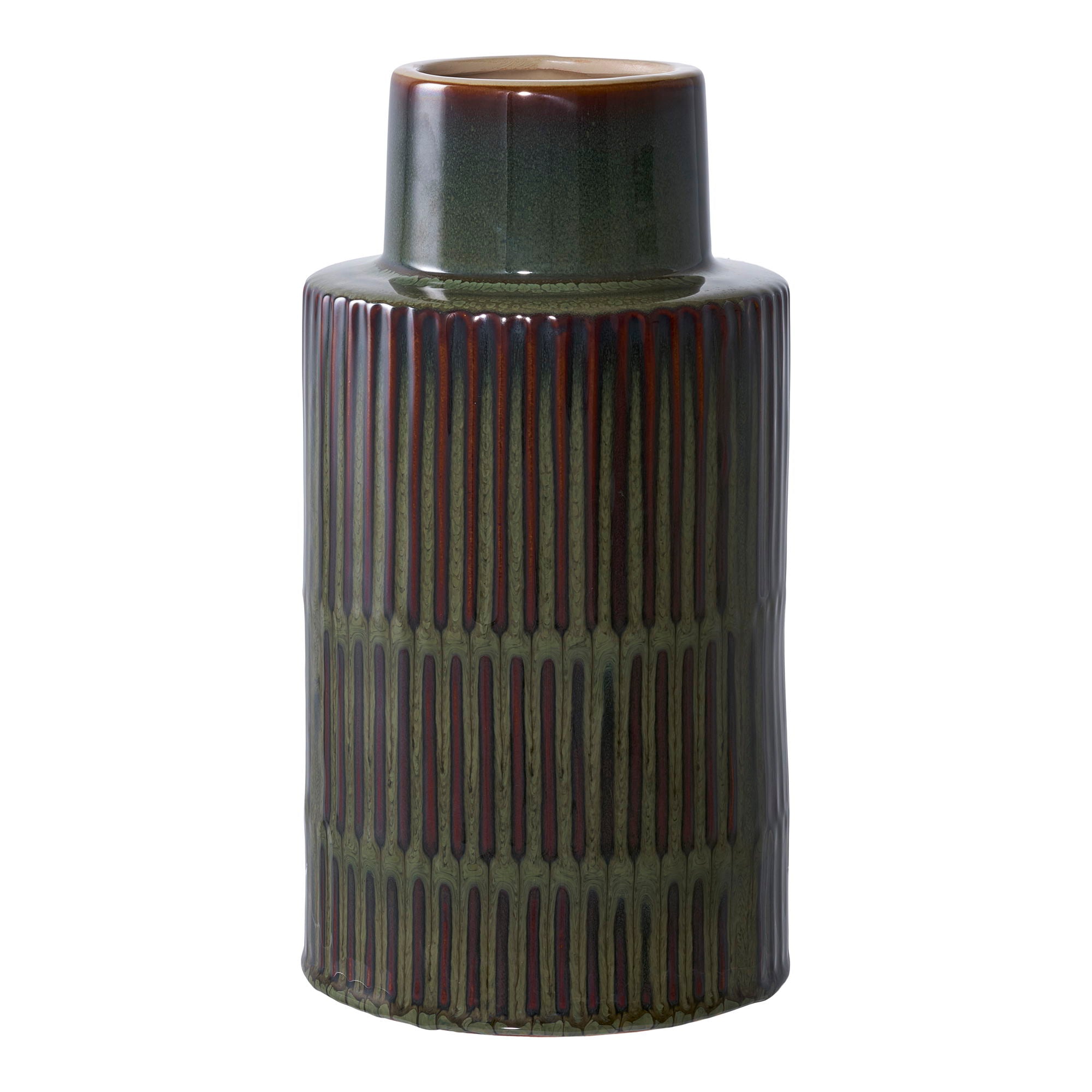 Vase - Vase, ceramic, green/brown ø16x30 cm