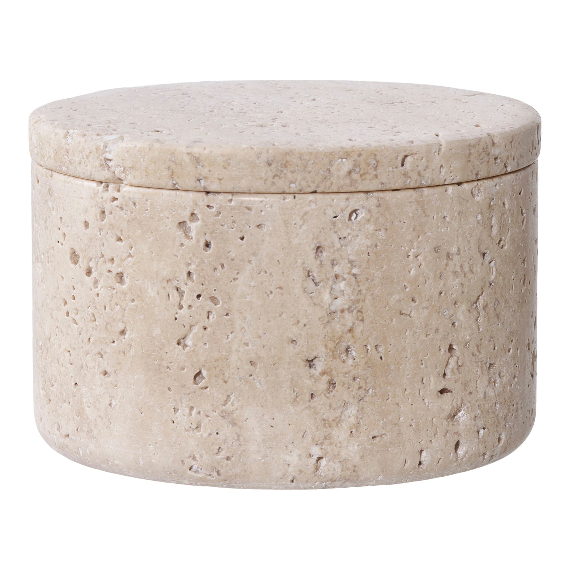 Storage Jar - Storage jar, travertine, natural ø10x6,5 cm 