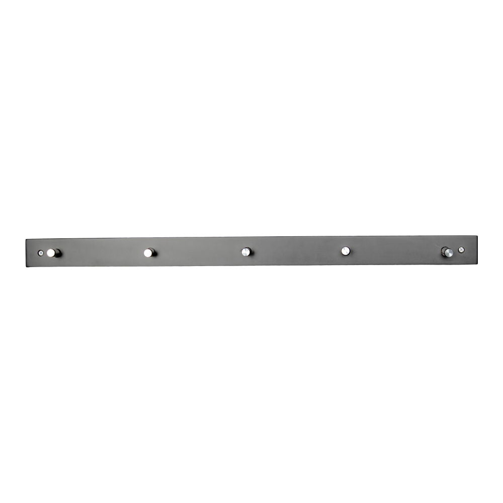 Padova Coat Rack - Coat rack, wood/metal, 5 hooks, black 70x5 cm