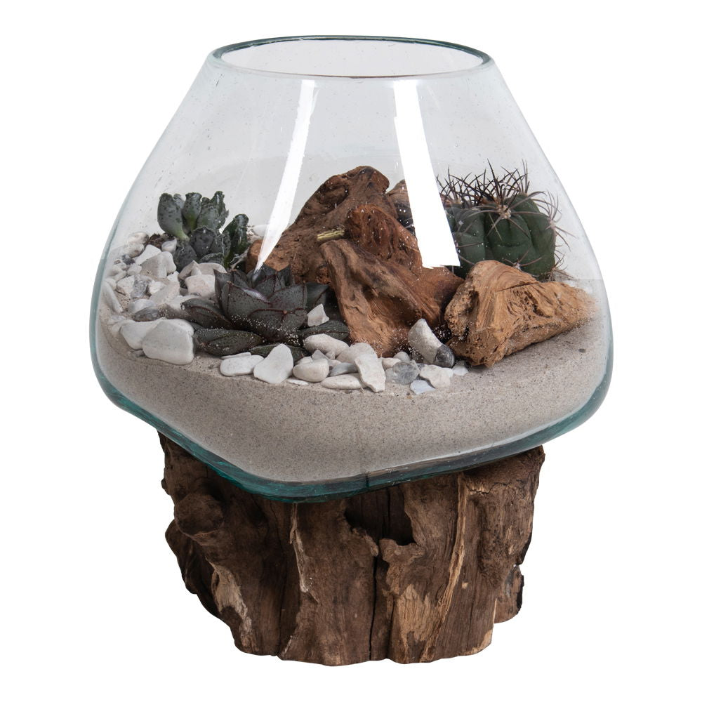 San Marino Waterdrop - Waterdrop, teak/glass, nature, h15-20 cm