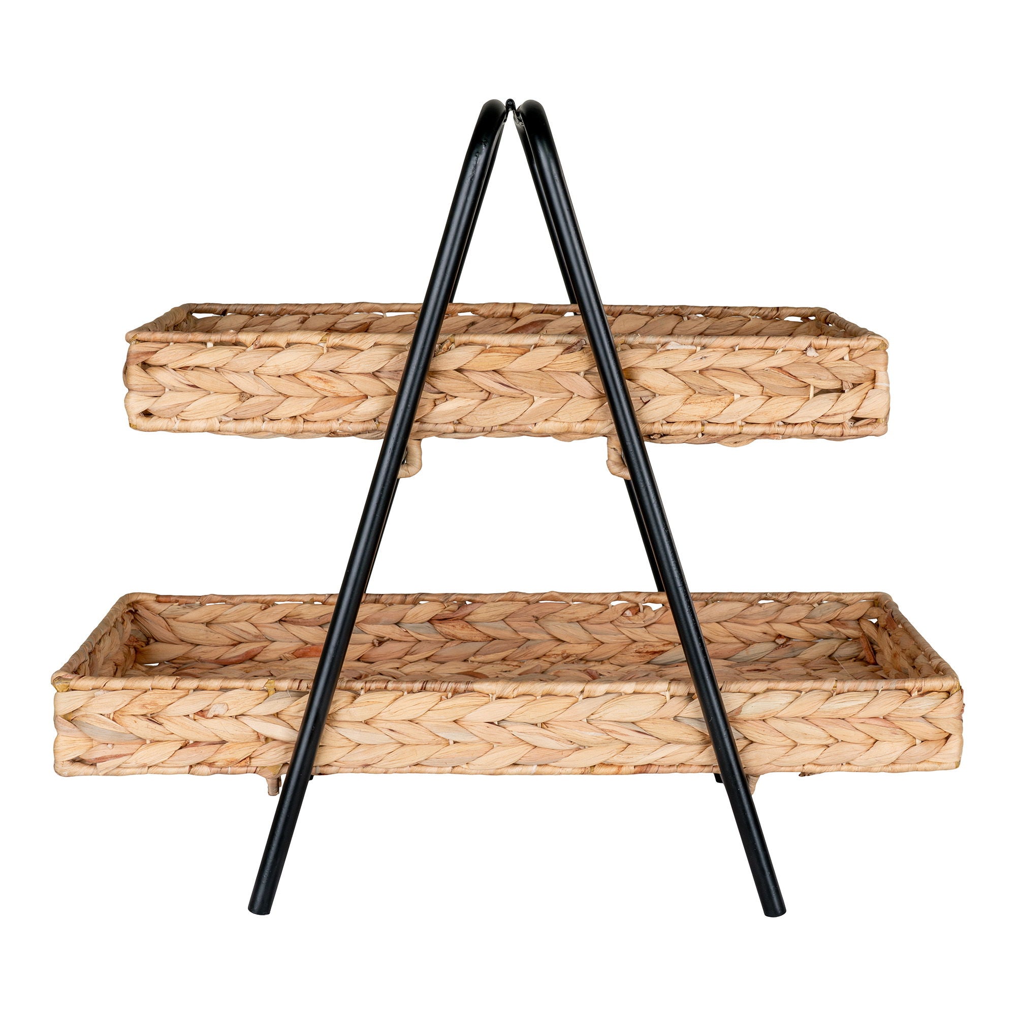 Alfaro Tray  - Tray, water hyacinth/metal, black/nature 42x23x43,5 cm