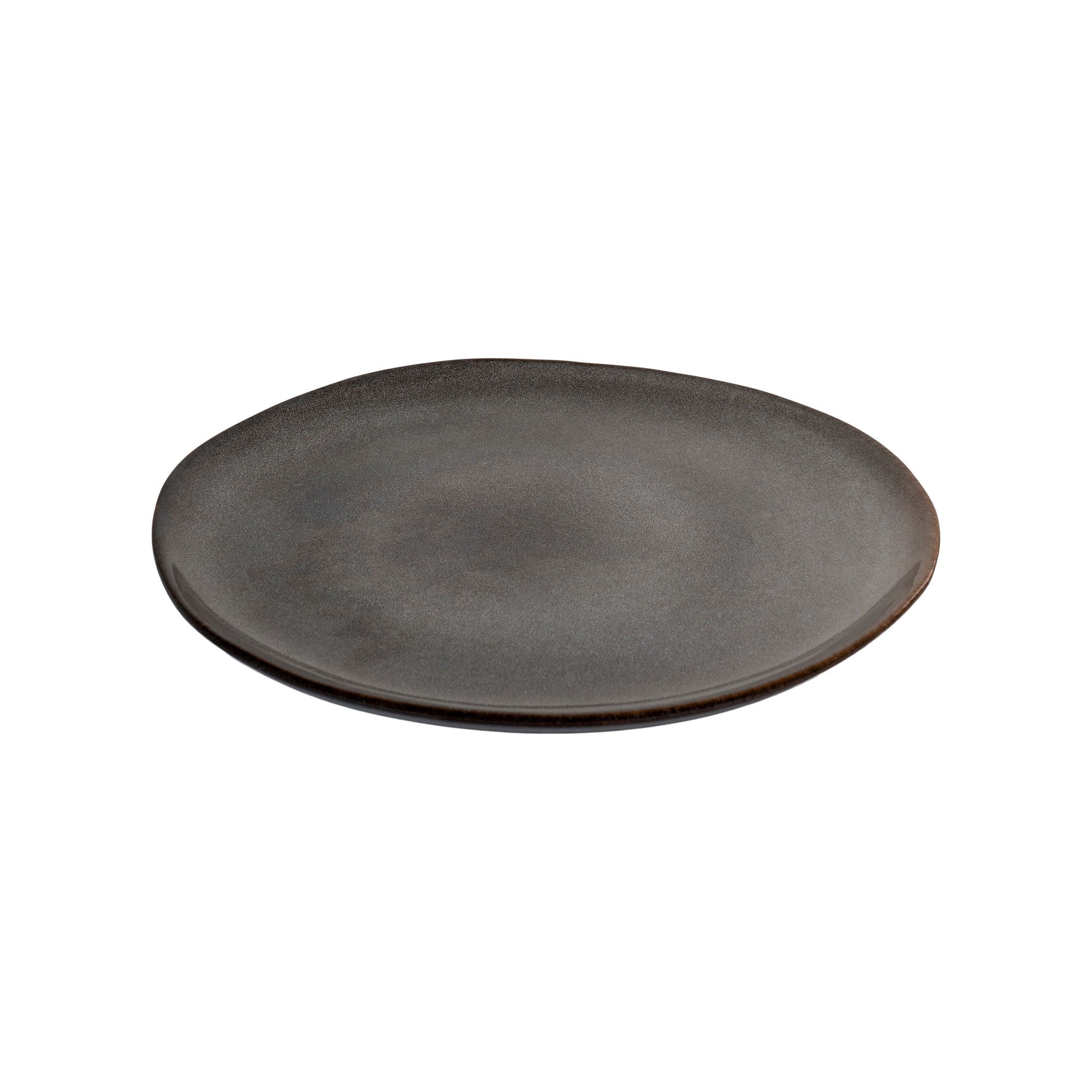 Selma Lunch Plate - Lunch Plate, ceramic, grey/brown ø21 cm, set of 4 