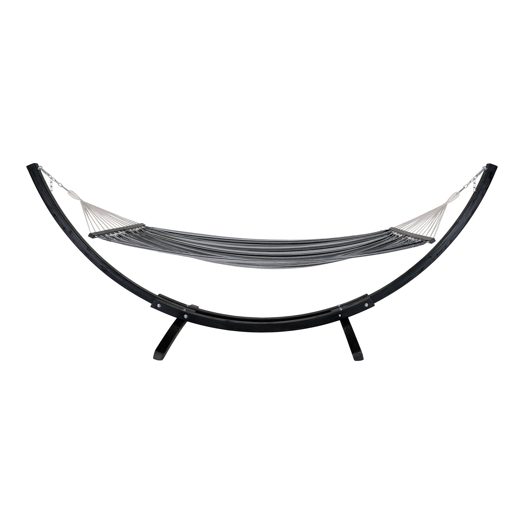 Tripoli Hammock  - Hammock on wooden stand, larch, polyester/cotton, black/grey/white