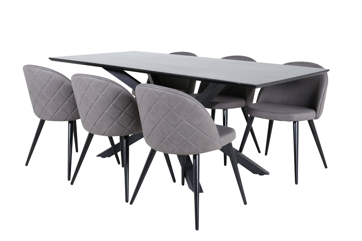 Piazza Dining Table with Velvet Chairs