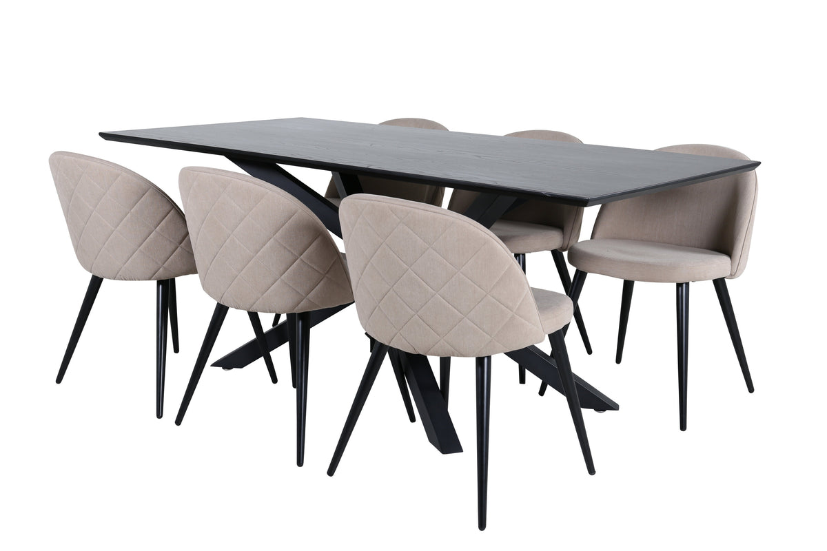 Piazza Dining Table with Velvet Chairs