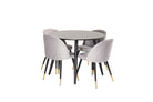 Plaza Dining Table with Velvet Chairs
