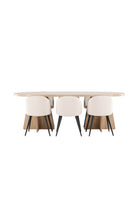 Bootcut Dining Table with Velvet Chairs